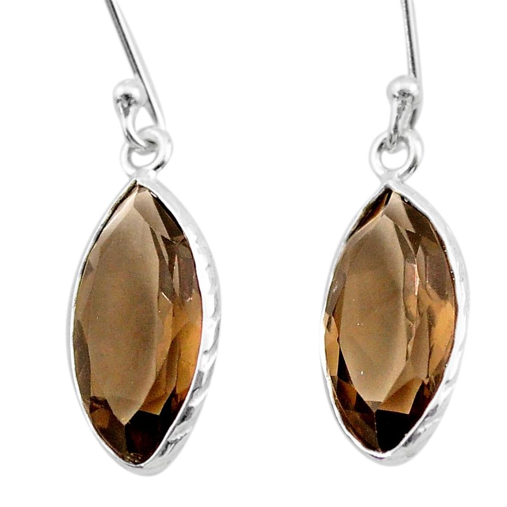 7.13cts brown smoky topaz 925 sterling silver dangle earrings jewelry t30224