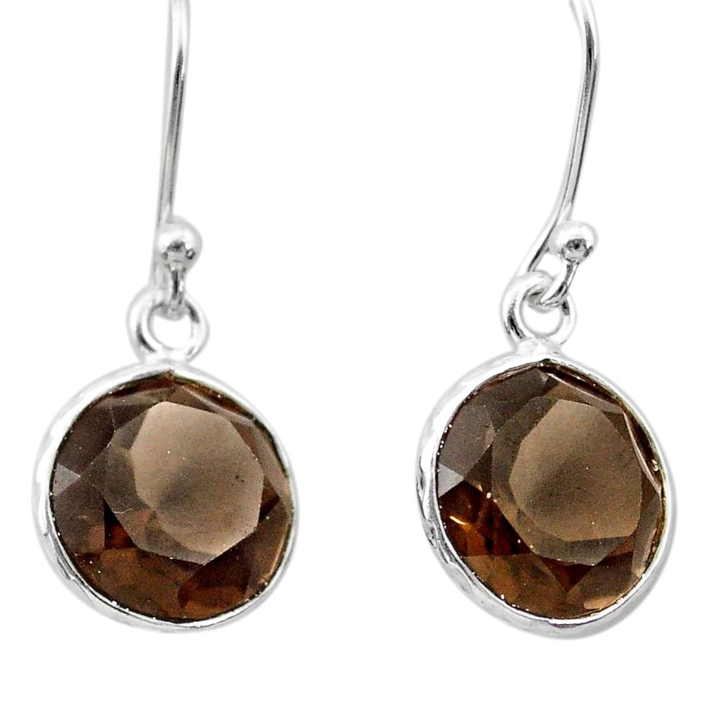 6.61cts brown smoky topaz 925 sterling silver dangle earrings jewelry t30227