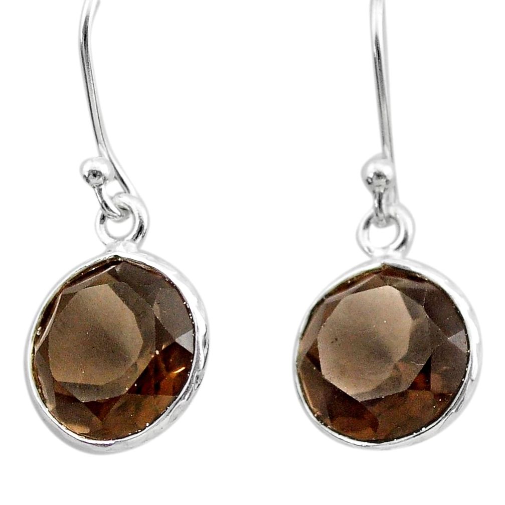 7.16cts brown smoky topaz 925 sterling silver dangle earrings jewelry t30229