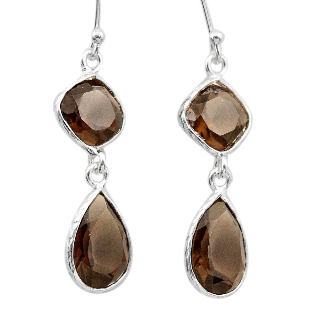 11.22cts brown smoky topaz 925 sterling silver dangle earrings jewelry t30246