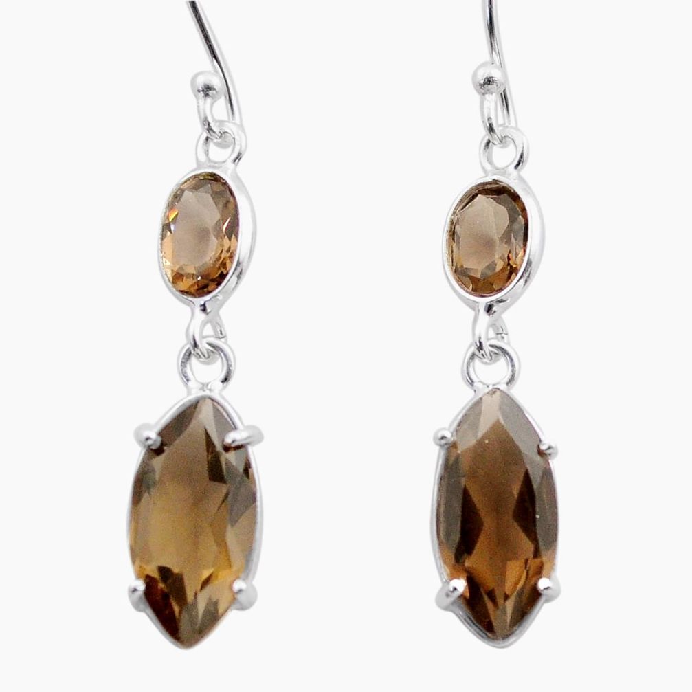 8.93cts brown smoky topaz 925 sterling silver dangle earrings jewelry t74599