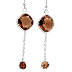 8.03cts brown smoky topaz 925 sterling silver dangle earrings jewelry t80869