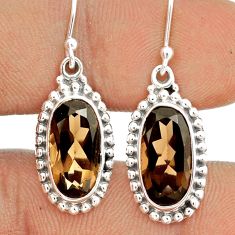 9.87cts brown smoky topaz 925 sterling silver dangle earrings jewelry u24508