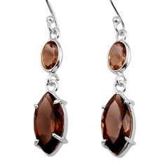 8.15cts brown smoky topaz 925 sterling silver dangle earrings jewelry y42545