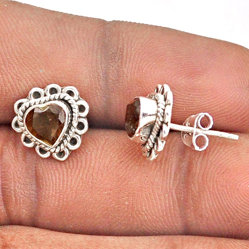 2.31cts brown smoky topaz 925 sterling silver stud earrings jewelry t87222