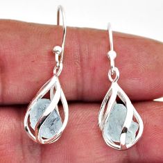 7.85cts cage natural aqua aquamarine rough 925 sterling silver earrings n5403