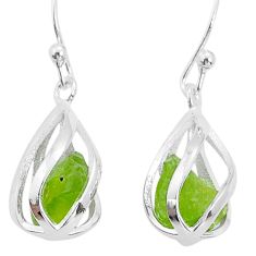 8.38cts cage natural green peridot rough 925 sterling silver earrings u79234