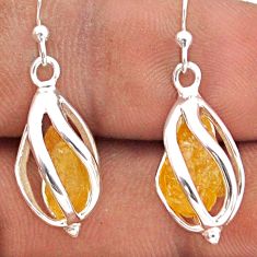 8.11cts cage natural orange tourmaline rough 925 silver dangle earrings t90063