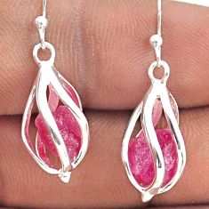 8.75cts cage natural pink ruby rough 925 sterling silver earrings jewelry t90027