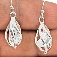 7.75cts cage natural white herkimer diamond fancy silver dangle earrings t90093