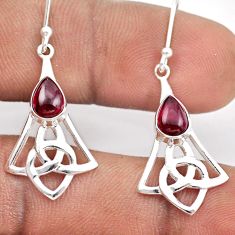 3.51cts celtic knot natural red garnet 925 silver dangle earrings jewelry t89750