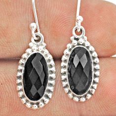 7.63cts checker cut natural black onyx 925 silver dangle earrings jewelry u24525