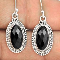 7.80cts checker cut natural black onyx 925 silver dangle earrings jewelry u24554