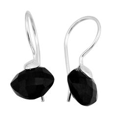 8.01cts checker cut natural black onyx 925 silver dangle earrings jewelry y79214