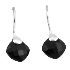 6.99cts checker cut natural black onyx 925 silver dangle earrings jewelry y82436