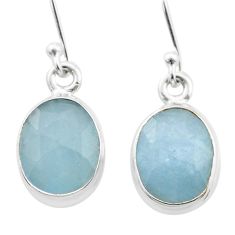 8.71cts checker cut natural blue aquamarine 925 silver dangle earrings u44559