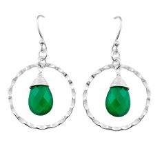 8.32cts checker cut natural green chalcedony 925 silver dangle earrings y25663
