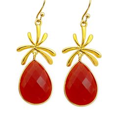20.94cts checker cut natural honey onyx 925 silver gold dangle earrings y45370