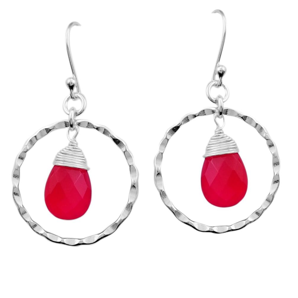 8.09cts checker cut natural red onyx 925 sterling silver dangle earrings y25668