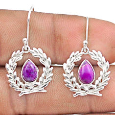 4.08cts christmas wealth purple copper turquoise silver dangle earrings u10811