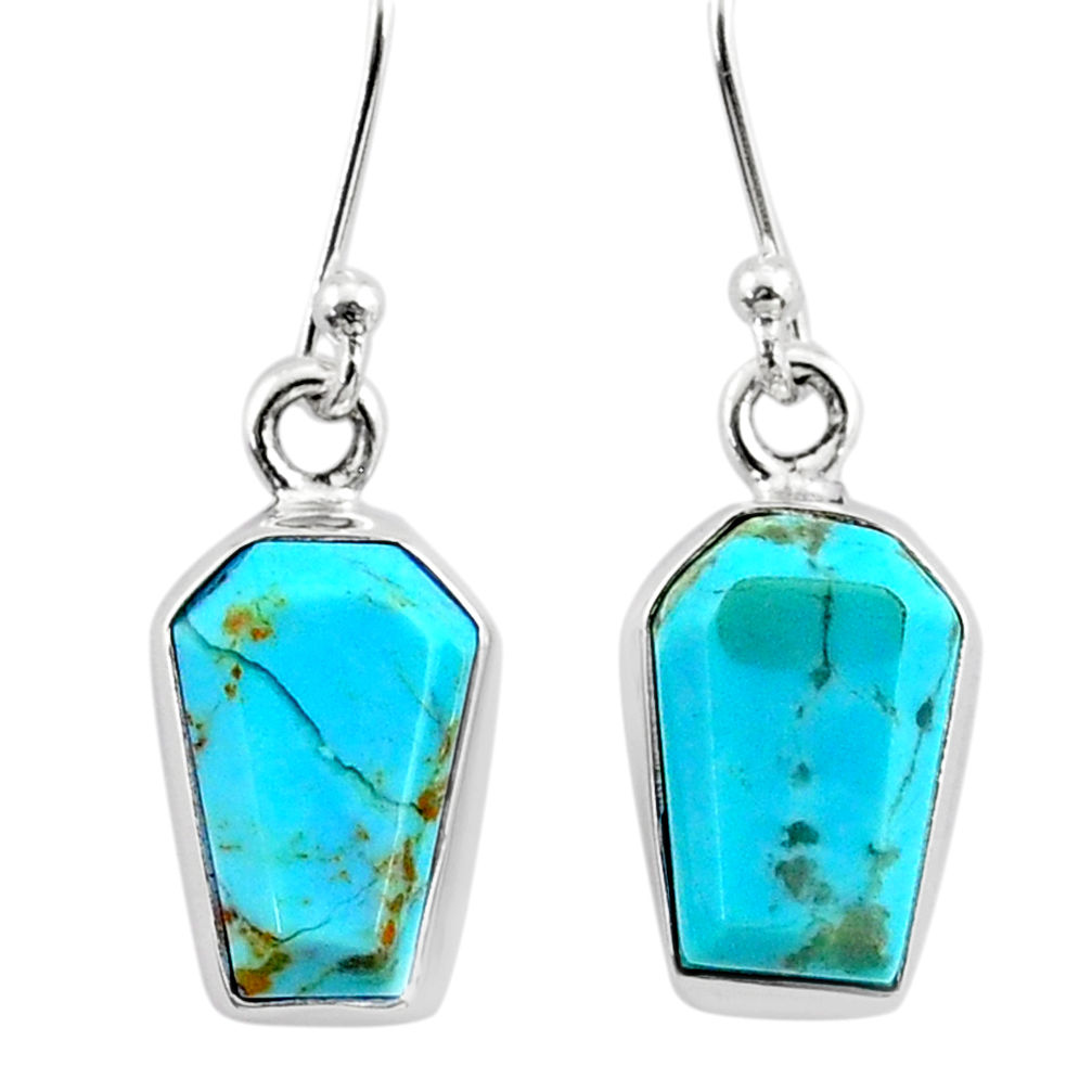 7.52cts coffin arizona mohave turquoise 925 silver dangle earrings r79999