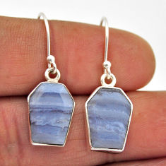 10.26cts coffin natural blue lace agate fancy sterling silver earrings n28757