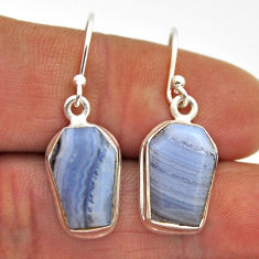 9.42cts coffin natural blue lace agate sterling silver dangle earrings n28749