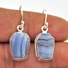 9.42cts coffin natural blue lace agate sterling silver dangle earrings n28750