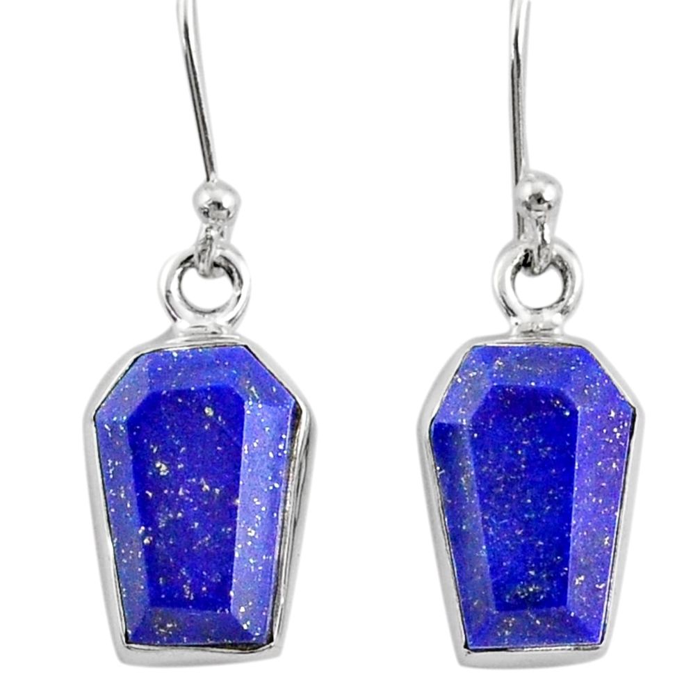 8.33cts coffin natural blue lapis lazuli 925 silver dangle earrings r80041