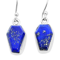 7.66cts coffin natural blue lapis lazuli 925 silver dangle earrings u74861