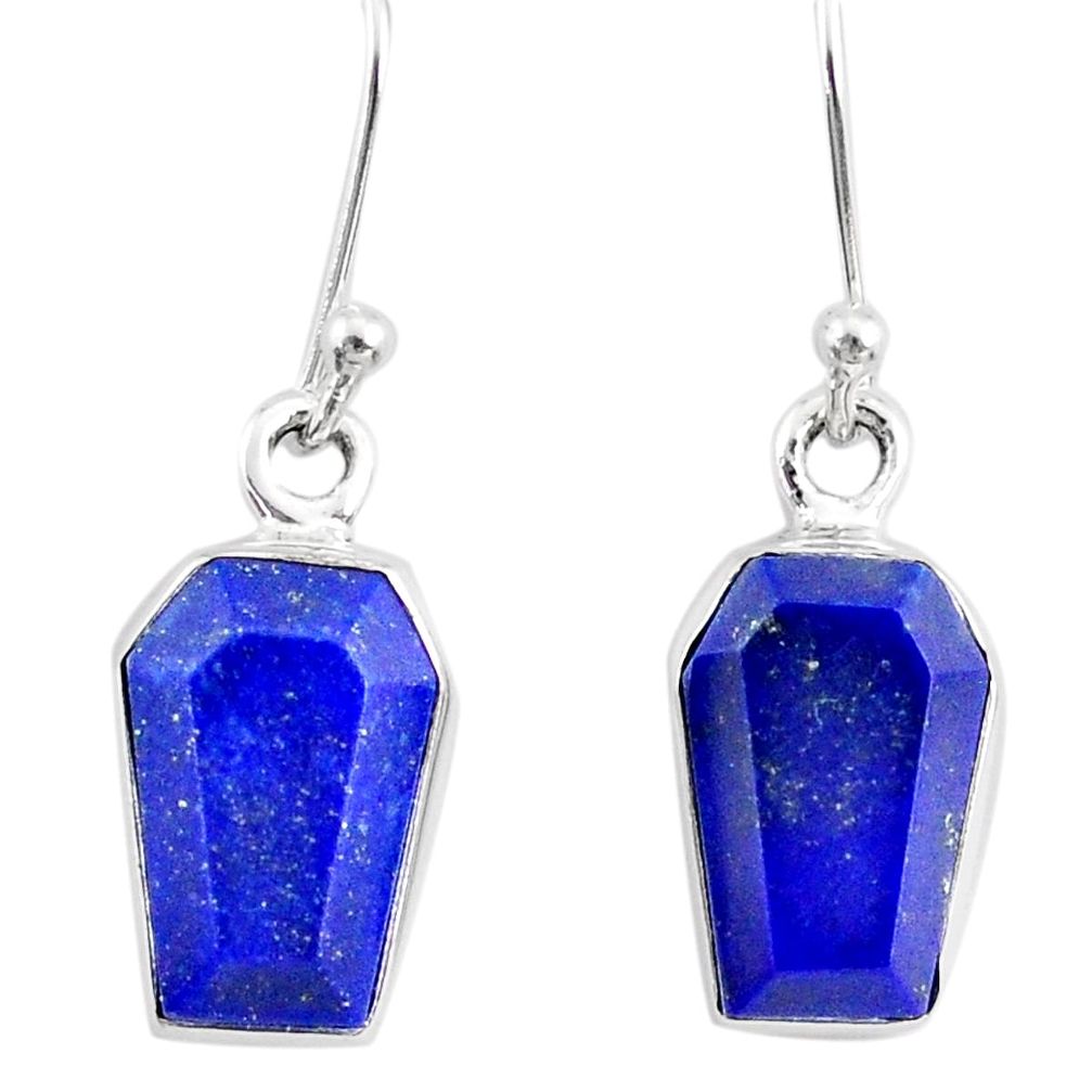 8.00cts coffin natural blue lapis lazuli 925 sterling silver earrings r80073