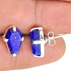 8.13cts coffin natural blue lapis lazuli 925 sterling silver earrings u87712
