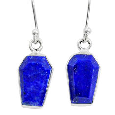 7.40cts coffin natural blue lapis lazuli fancy 925 silver dangle earrings y12265