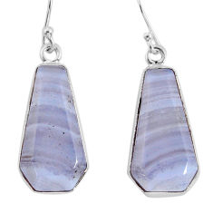 14.33cts coffin natural lace agate 925 silver dangle earrings jewelry y80017