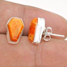 8.95cts coffin natural orange mojave turquoise 925 silver stud earrings u74899