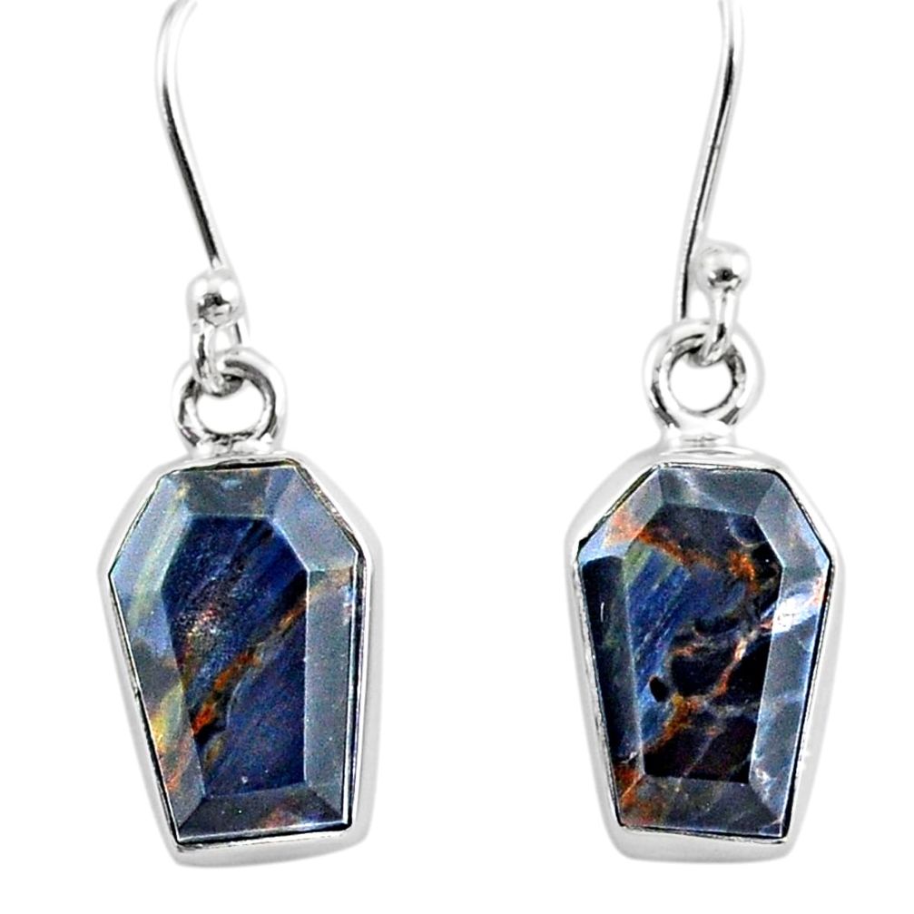 8.00cts coffin natural pietersite (african) 925 silver dangle earrings r80010