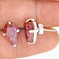 6.85cts coffin natural purple purpurite stichtite 925 silver earrings u87701