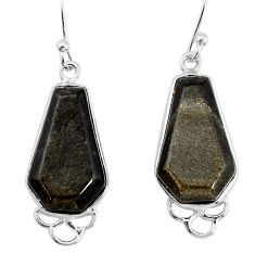 8.93cts coffin natural sheen black obsidian 925 silver dangle earrings y77299