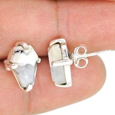 6.47cts coffin natural white dendrite opal (merlinite) silver earrings u87717
