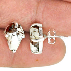 7.33cts coffin natural white wild horse magnesite 925 silver earrings u87715