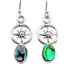 2.38cts dharma wheel natural abalone paua seashell 925 silver earrings y15595