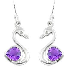 2.42cts duck natural purple amethyst 925 sterling silver dangle earrings u86341