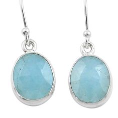 8.11cts faceted natural blue aquamarine 925 silver dangle earrings u20741