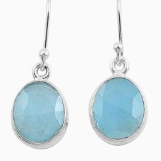 8.04cts faceted natural blue aquamarine 925 silver dangle earrings u20748
