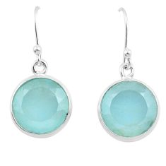 11.07cts faceted natural blue aquamarine 925 silver dangle earrings u20765