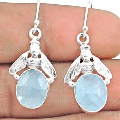 8.28cts faceted natural blue aquamarine 925 silver honey bee earrings u20766