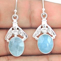 8.21cts faceted natural blue aquamarine 925 silver honey bee earrings u20767