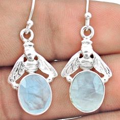 8.26cts faceted natural blue aquamarine 925 silver honey bee earrings u20774