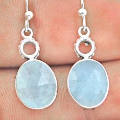 7.17cts faceted natural blue aquamarine 925 sterling silver earrings u20793