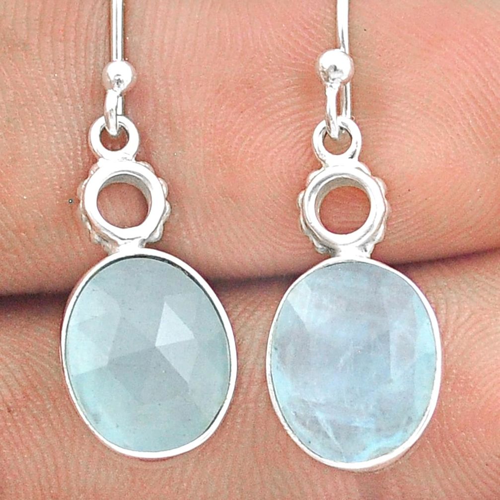 7.13cts faceted sea life natural blue aquamarine 925 sterling silver earrings u20797